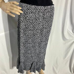 Midi Flounce Black & White Sz M Skirt Hypnotized